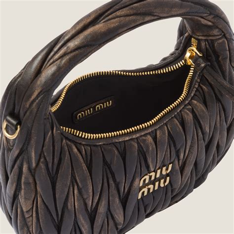 Miu Coffer matelassé nappa leather mini